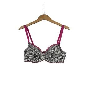 Cabernet Zebra Animal Print Unlined Mesh Underwire Bra Womens 38C